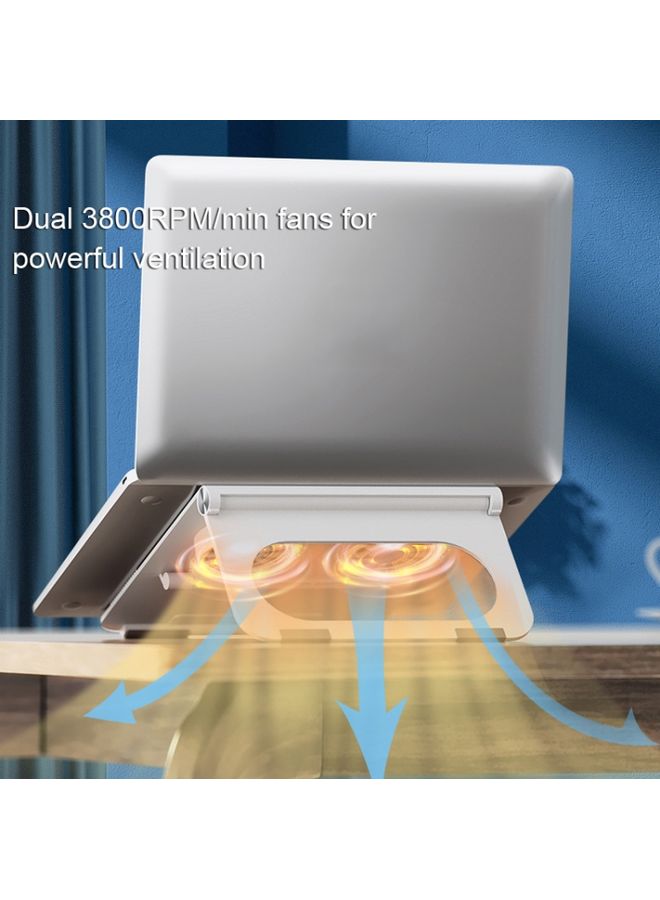BURAQ D33  2 Fan Laptop Cooling Bracket Folding Portable Liftable Tablet Bracket(White)  - Image 3