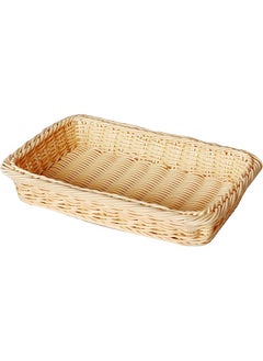 Sunnex Heavy Duty Rectangular Polypropylene Rattan Basket C04027 30 X 20 X 5 Cm Beige  - Image 1