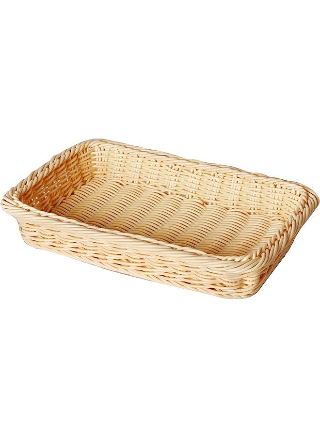 Sunnex - Heavy Duty Rectangular Polypropylene Rattan Basket C04027 30 X 20 X 5 Cm Beige - Image 1