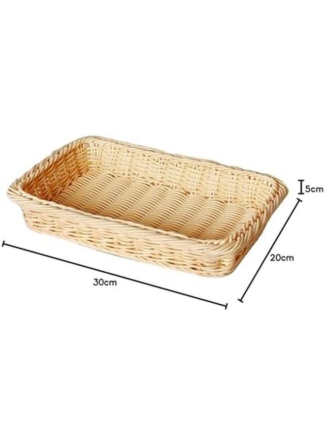 Sunnex - Heavy Duty Rectangular Polypropylene Rattan Basket C04027 30 X 20 X 5 Cm Beige - Image 1