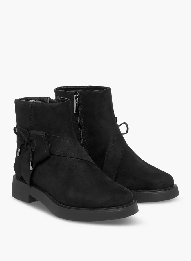 Celeste Women's Bow Accent Ankle Boots with Zip Closure