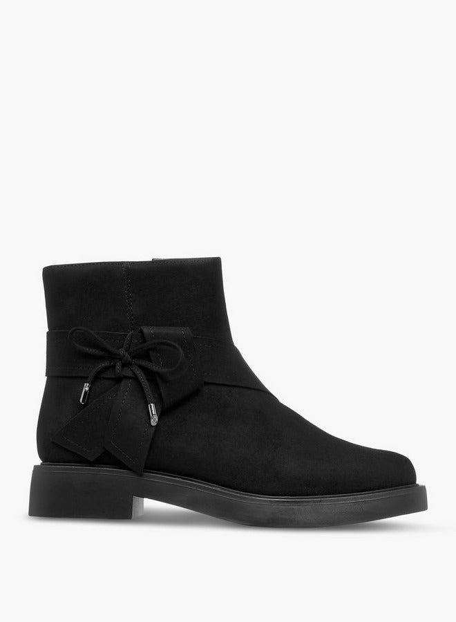Celeste Women's Bow Accent Ankle Boots with Zip Closure - Image 1