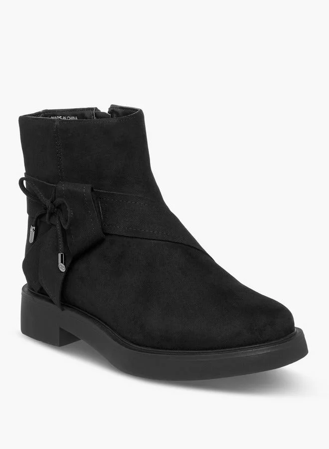 Celeste Women's Bow Accent Ankle Boots with Zip Closure