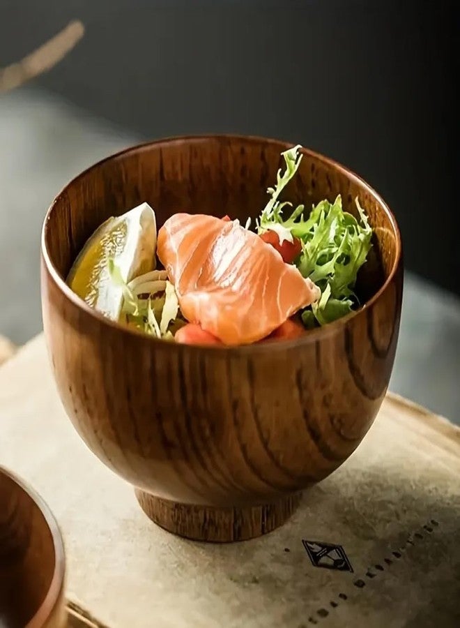 Evona Wooden Salad Bowl Decorative Fruits Bowl Household Natural Wood Bowl Wood Serving Bowl, Fruit Bowl, Friendly and Perfect for Salad, Vegetables and Fruit (Small) - Image 3
