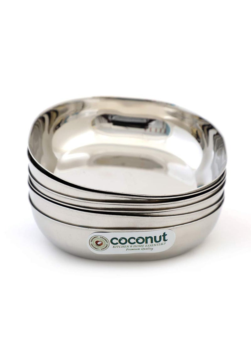 Coconut coconut Stainless Steel H7 Aqua Halwa Plate/Serving Plates/Snacks Plate - Small - Pack of 6 (Diameter - 14Cm)  - Image 2