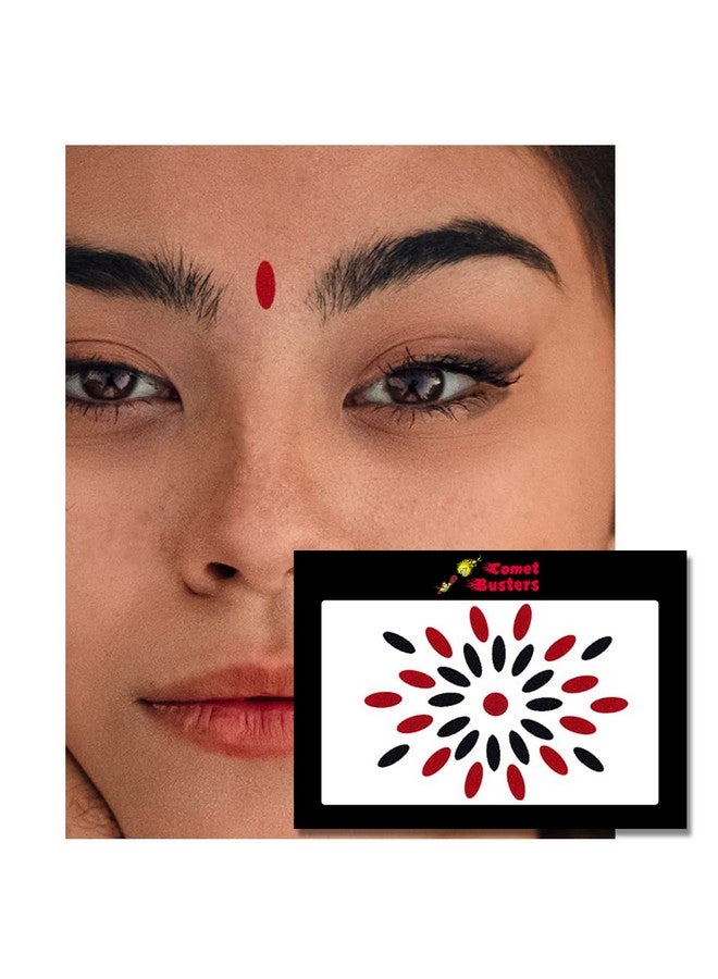 Comet Busters Handcrafted Red and Black Oval Velvet Bindis (BIN1857) (7 mm) - Image 2