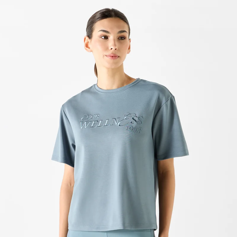 ADOT by Splash Embroidered T-shirt with Short Sleeves and Crew Neck