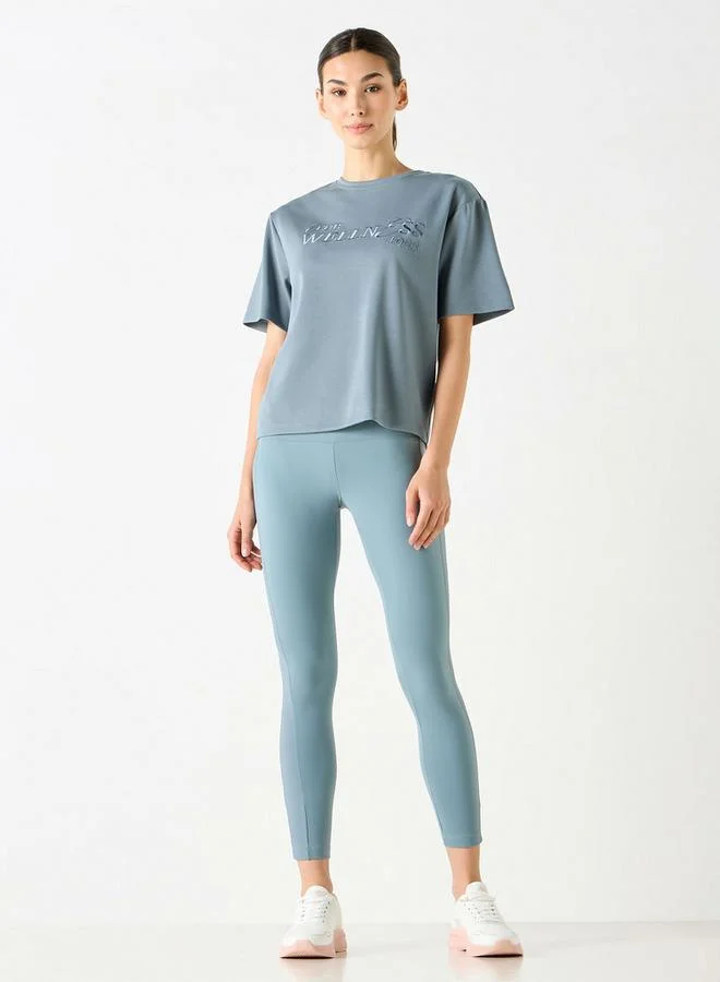 ADOT by Splash Embroidered T-shirt with Short Sleeves and Crew Neck