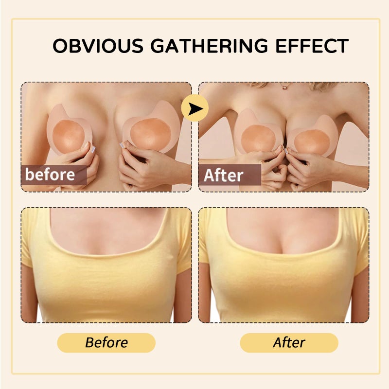 Nimiah Double Sided Adhesive Bra Push up Super Strong Sticky Bra for Women Invisible for Strapless Backless Dress Top Beige - Image 4