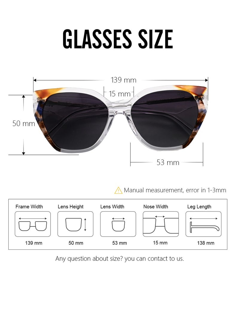 DLS Sunglasses for men and women - Cat Eye Acetate Frame with UV protacted lenses multipurpose use (S0011-C3) - Image 3
