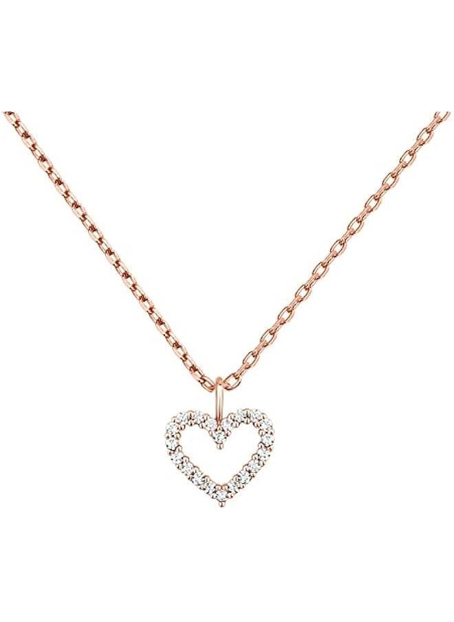 PAVOI - 14K Gold Plated Cubic Zirconia Heart Necklace | Cute Dainty Love Pendant Necklaces for Women - Image 1