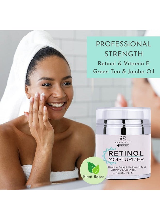 Radha beauty Radha Beauty Moisturizing Miracle Retinol Cream for Face - with 2.5% Retinol, Hyaluronic Acid, Vitamin E and Green Tea. Luxury Night and Day Anti-Aging Wrinkle Cream 1.7 fl oz.  - Image 3