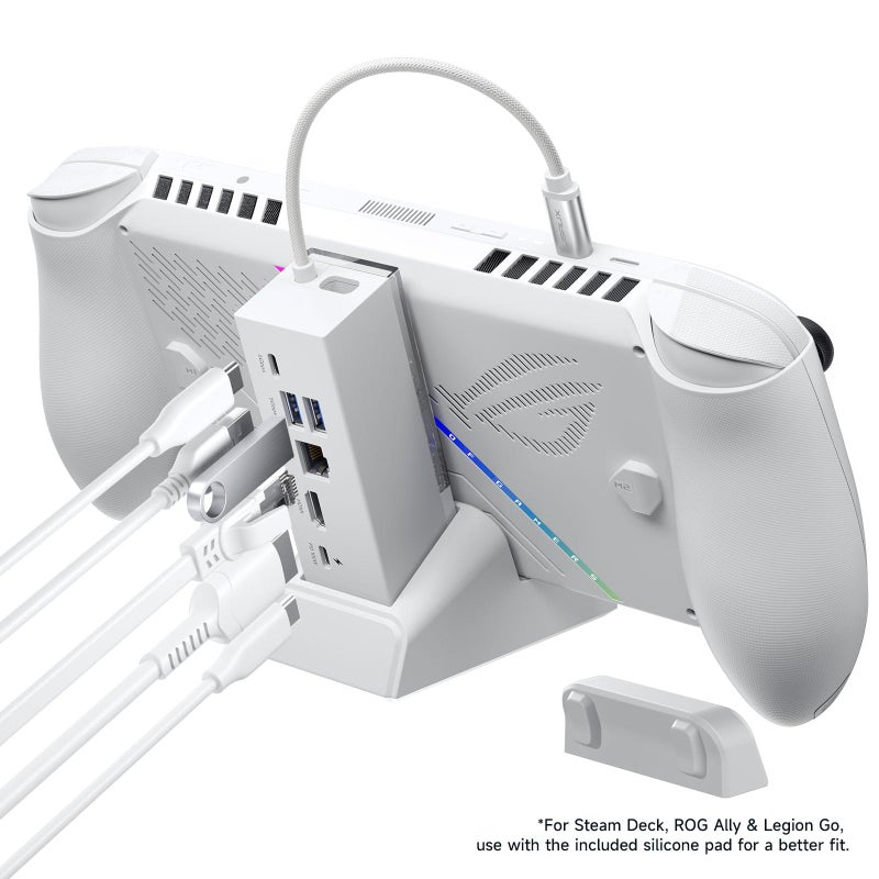 JSAUX Docking Station for ROG Xbox Ally X (2025)/ROG Ally X/ROG Ally/Steam Deck/Legion Go, 6-in-1 Dock with HDMI 4K@120Hz, Gigabit Ethernet, USB A & USB C 3.2 Gen 1, 100W Charging - HB0609 White - Image 2