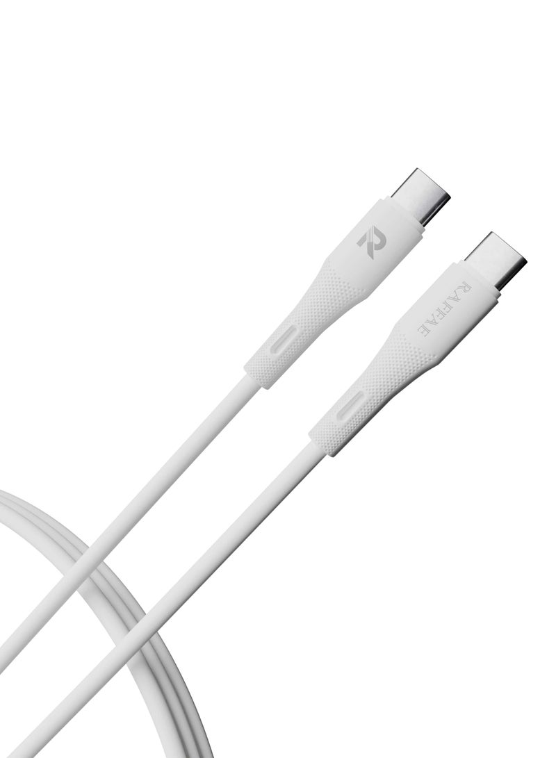 RAFFAE 45W PD Fast Charging USB Type C to Type C Strong and Durable 1M Cable for iPhone 15/15 Pro/15 Pro Max, Samsung, OnePlus, Huawei- White - Image 3