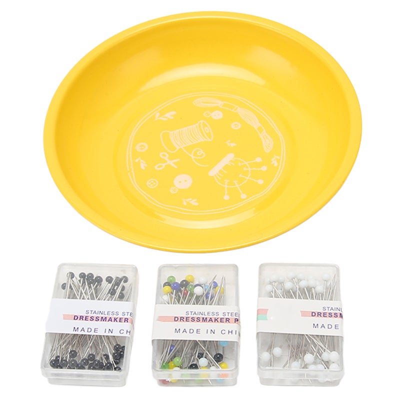 DP Magnetic Pin Holder Yellow 430 Stainless Steel Bowl Shape Design - Magnetic Needle Keeper for Cross Stitch Embroidery Home Tailors Designers - Image 2