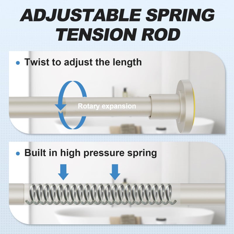 CorkLatta Brushed Nickel Shower Curtain Rod 31 to 80 Inch,1 Inch Diameter Adjustable Spring Tension Stainless Steel Telescoping Rod,Easy Install,No Rust - Image 2