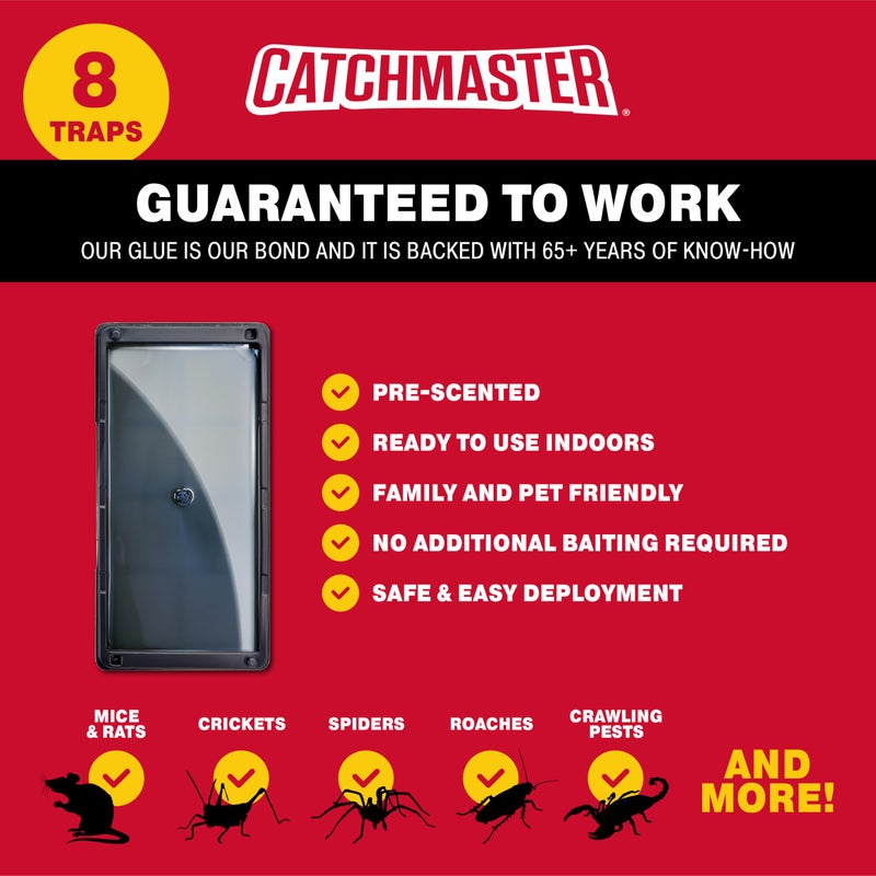 Catchmaster Rat & Mouse Glue Traps 8Pk, Large Bulk Rat Traps Indoor for Home, Pre-Scented Adhesive Plastic Tray for Inside House, Snake, Mice, & Spider Traps, Pet Safe Pest Control - Image 3