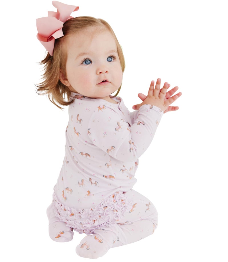Magnetic Me Girls Modal Magnetic Baby Footie Pajamas | Silky Soft Modal Fabric | Elderberry | 0-3 Months - Image 5