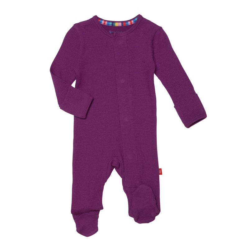 Magnetic Me Girls Modal Magnetic Baby Footie Pajamas | Silky Soft Modal Fabric | Elderberry | 0-3 Months - Image 1