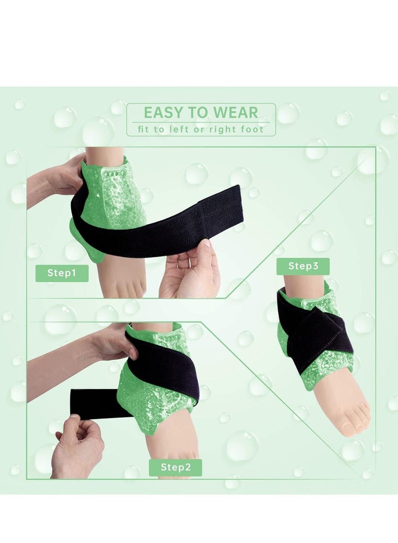 Ankle/Sport Foot Ice Therapy Wrap, Hot Cold Gel Pack with Adjustable Brace for Sprained Ankles, Plantar Fasciitis, Achilles, and Swelling Feet, Microwaveable, Freezable Reusable, Green - Image 4