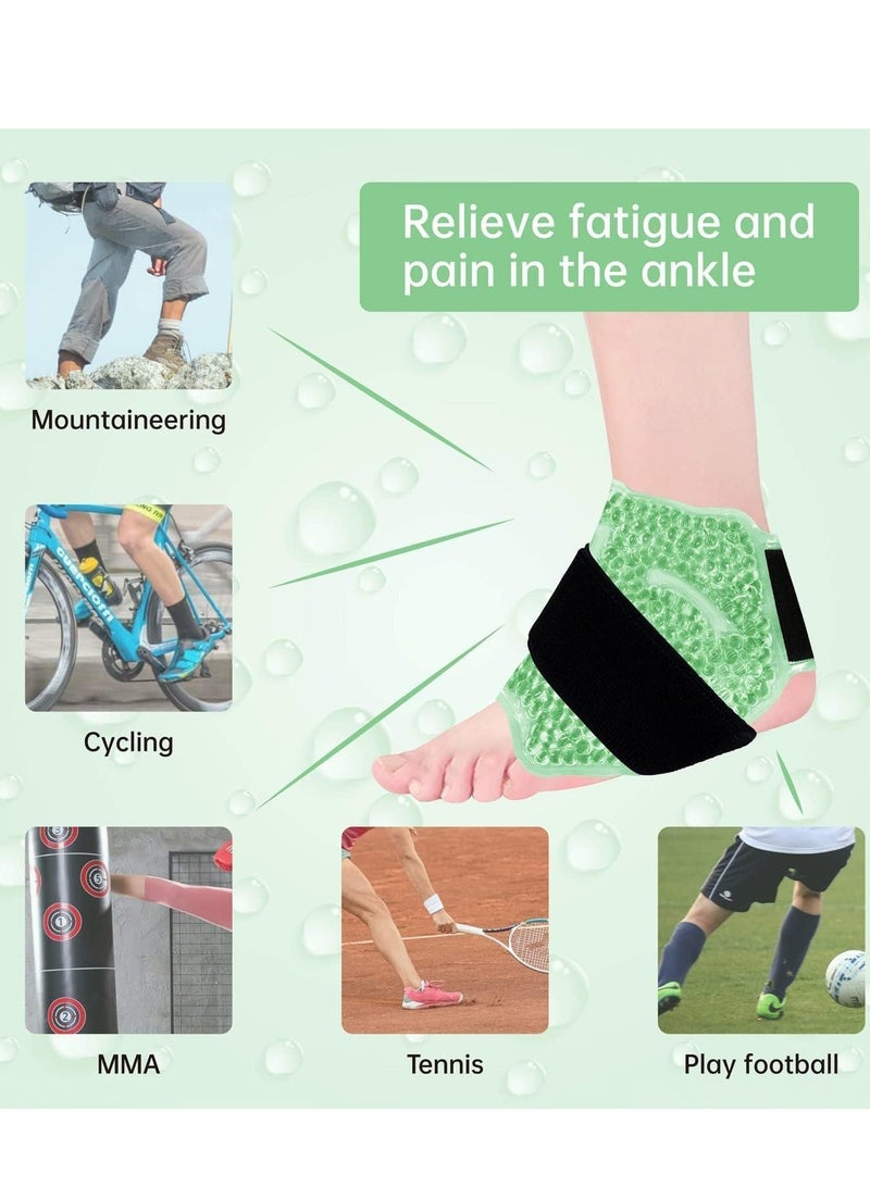 Ankle/Sport Foot Ice Therapy Wrap, Hot Cold Gel Pack with Adjustable Brace for Sprained Ankles, Plantar Fasciitis, Achilles, and Swelling Feet, Microwaveable, Freezable Reusable, Green - Image 2