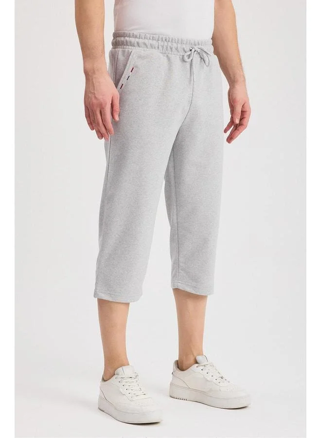 Mmetalic  Men’s Gray Bermuda Knee-Length Capris with Side Pockets and Adjustable Elastic Waist. for Men | Best Price UAE