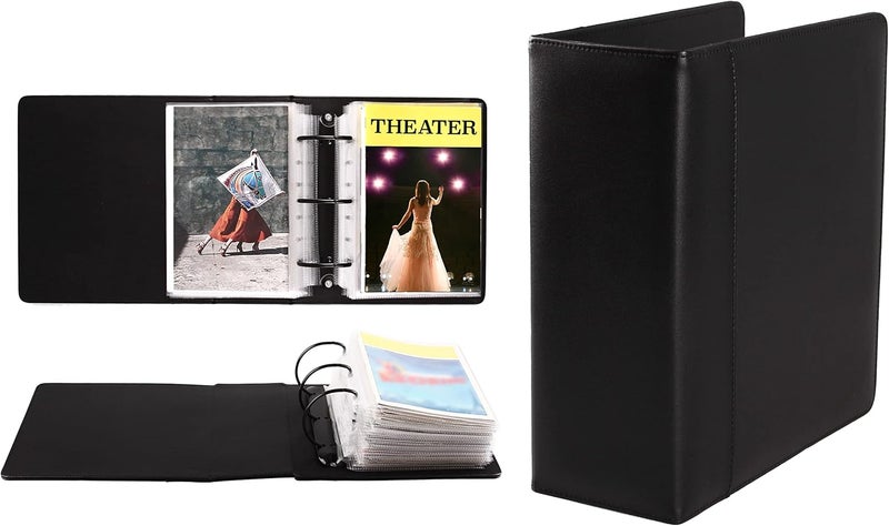 2Fold Binder for Holding Broadway Play Program and Theater Programs with 30 Custom Sheet Protectors - PU Leather - Fits Programs from Mid 1980s to Modern (Black Plain) - Image 1