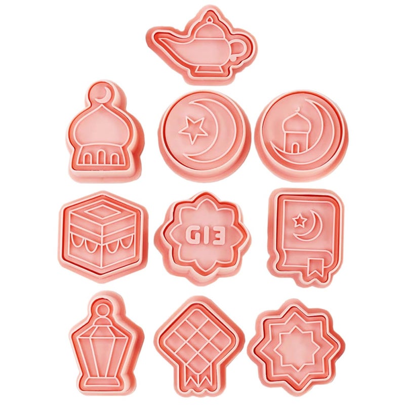 10pcs 3D Cookie Cutters and Stamps Set for Biscuit Fondant DIY Baking Holiday Supplies - Image 2