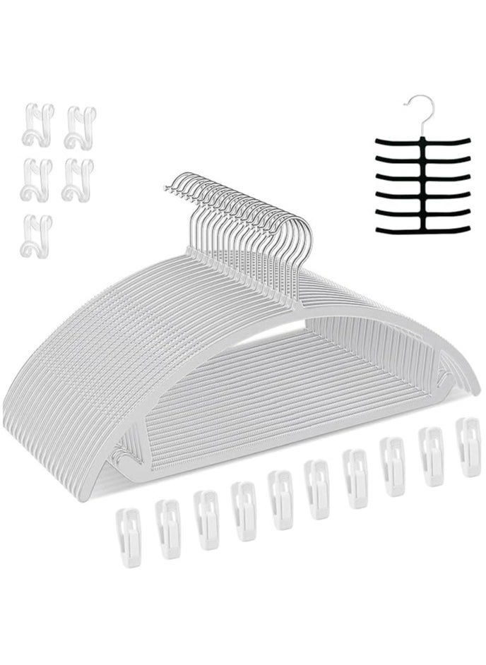 TYCOM Non-Slip Hangers Suit Hangers 50 Pack Ultra Thin Space Saving 360 Degree Swivel Hook Clothes Hangers for Coats Jackets Pants Dress Clothe Plastic Curved 50pcs Grey.  - Image 1