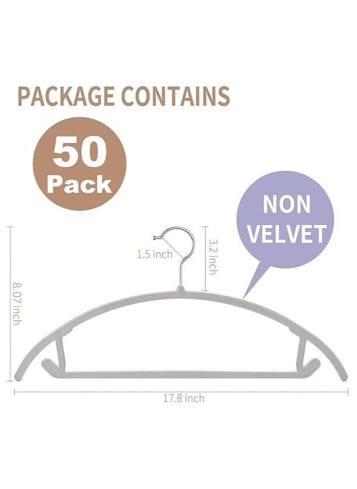 TYCOM Non-Slip Hangers Suit Hangers 50 Pack Ultra Thin Space Saving 360 Degree Swivel Hook Clothes Hangers for Coats Jackets Pants Dress Clothe Plastic Curved 50pcs Grey.  - Image 2