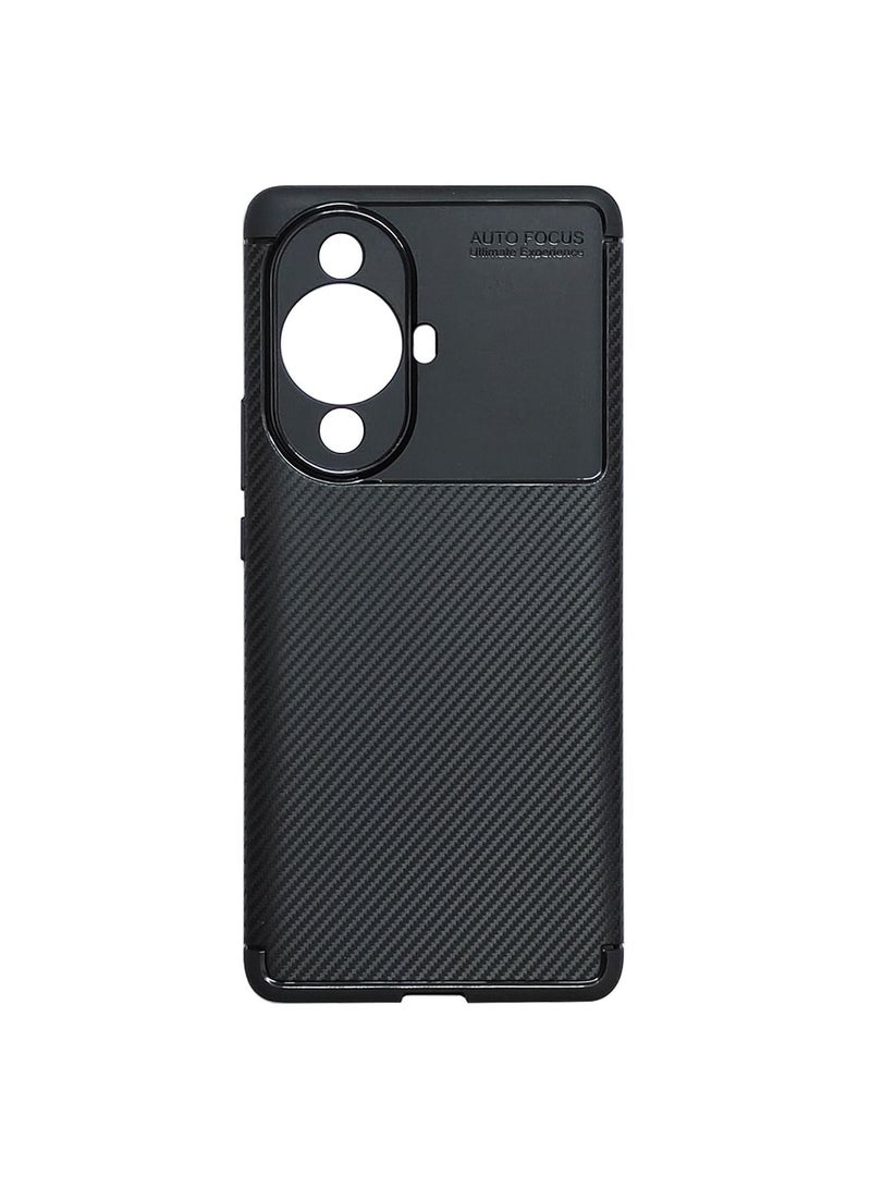AUTO FOCUS Huawei Nova 11 pro Case Cover, Ultra Slim Shock Absorption Soft TPU Carbon Fiber Silicone Protective Cover Case for Huawei Nova 11 pro Phone Case (Black) - Image 1