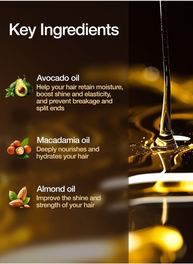 Tashe Thermal Protection Hair Oil for Silky and Smooth Hair, Nourishes & Repairs, with Macadamia , Avocado & Almond Oils for All Hair Types , 100 ml  - Image 5