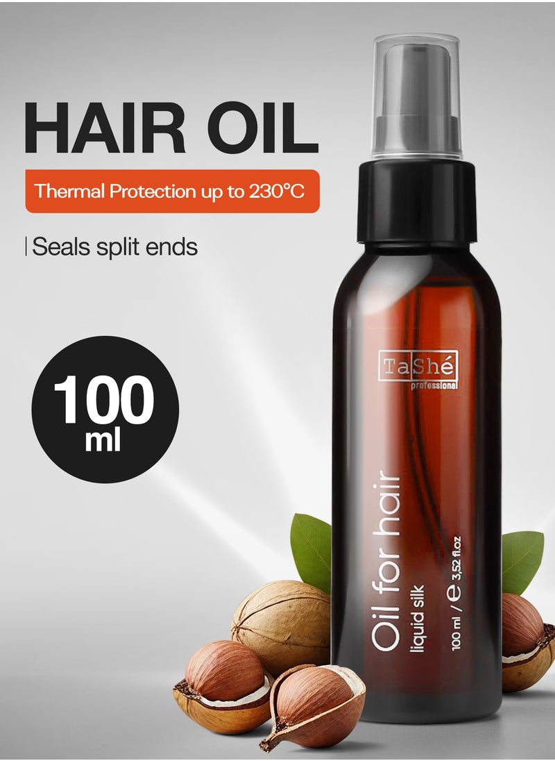 Tashe Thermal Protection Hair Oil for Silky and Smooth Hair, Nourishes & Repairs, with Macadamia , Avocado & Almond Oils for All Hair Types , 100 ml  - Image 1