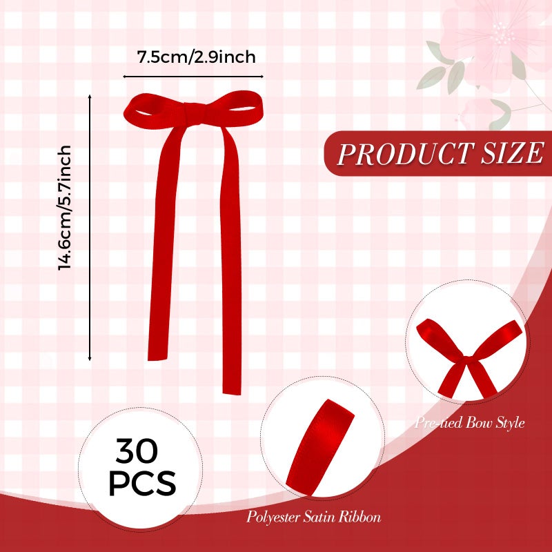 NatNarr 30 Pack Bow Cake Toppers Red Ribbons Bows for Cake Coquette Themed Bow Cupcake Toppers Valentines Day Decoration for Birthday, Wedding, Baby Shower, Bachelorette, Galentines Day Decor - Image 2