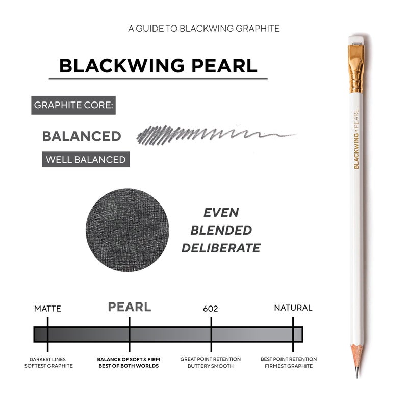 Blackwing Pearl Pencils - 12 Count, Incense-cedar, Premium Japanese Graphite, Pearlescent White, Balanced Lead, Great for Journaling and Writing - Image 3