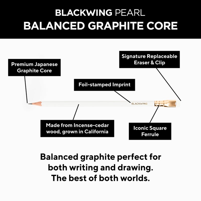Blackwing Pearl Pencils - 12 Count, Incense-cedar, Premium Japanese Graphite, Pearlescent White, Balanced Lead, Great for Journaling and Writing - Image 4