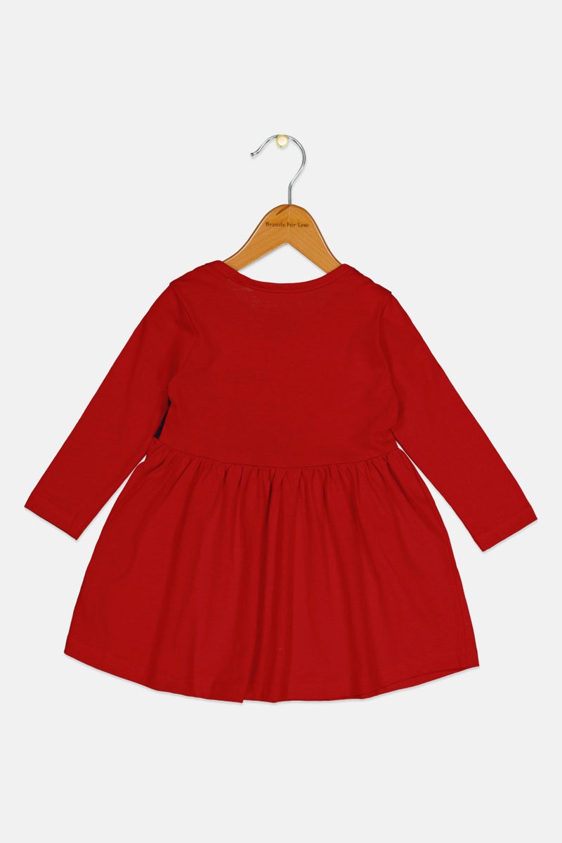 NAUTICA Toddlers Girl Brand Logo Long Sleeve Dress, Red - Image 2