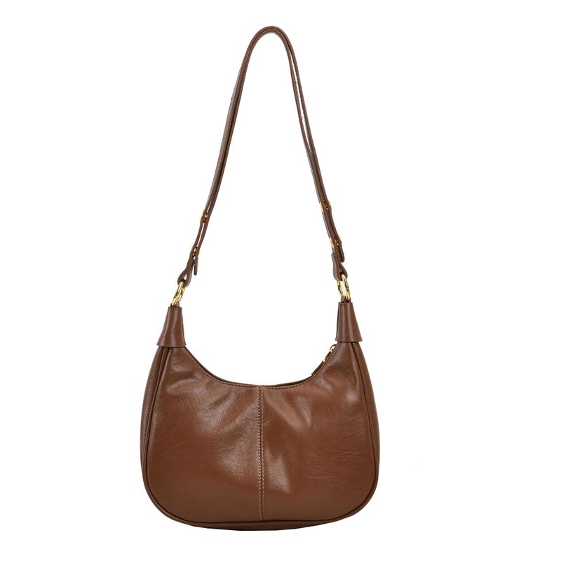 JYG Small Hobo Bags for Women Retro Crescent Brown Shoulder Purse Fall Soft Crossbody Handbag 2025 - Image 1