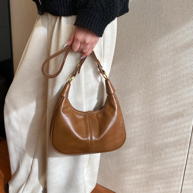 JYG Small Hobo Bags for Women Retro Crescent Brown Shoulder Purse Fall Soft Crossbody Handbag 2025 - Image 4