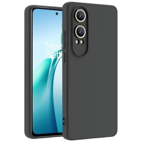 DIZORO Microfiber Candy Case Compatible for Oneplus Nord Ce 4 Lite 5G Smooth Touch Cushion Liquid Soft Silicone Gel Rubber Phone Cases Non-Slip Full Body Protective Shockproof Back Cover - Black - Image 1