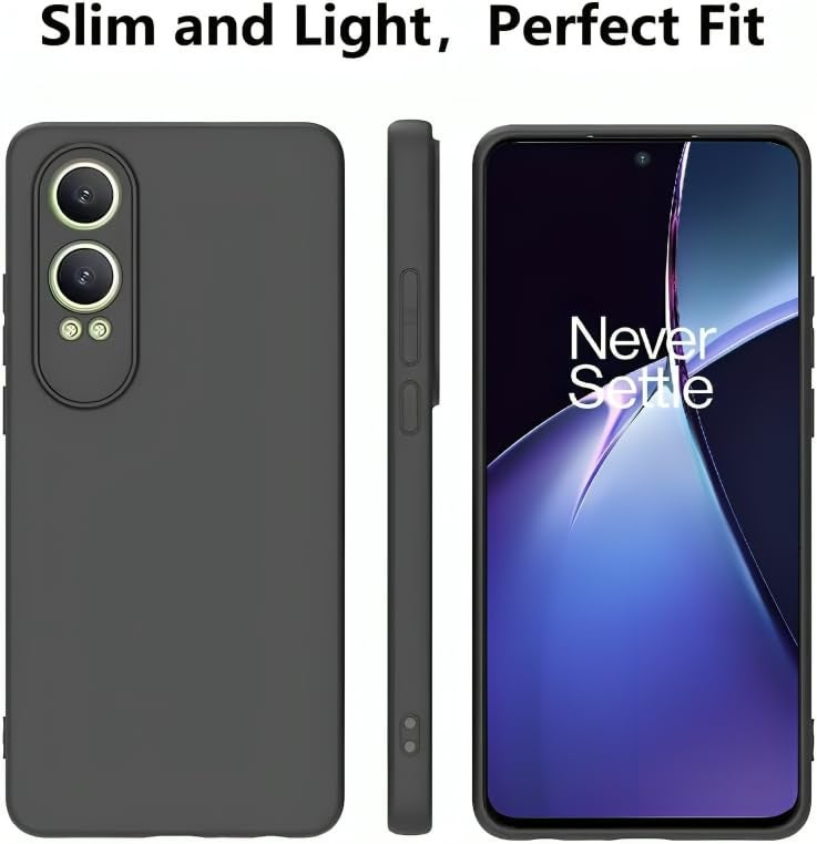 DIZORO Microfiber Candy Case Compatible for Oneplus Nord Ce 4 Lite 5G Smooth Touch Cushion Liquid Soft Silicone Gel Rubber Phone Cases Non-Slip Full Body Protective Shockproof Back Cover - Black - Image 3