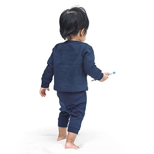 ARIEL Cotton Fleece Clothing Pajama Set For Boys & Girls - Unisex Winter Clothing Sets Full Sleeve T-Shirt & Pant, Blue, 9 Months-12 Months - Image 5