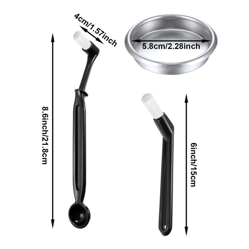 Zhehao Coffee Machine Brush Cleaner 4 Pieces Coffee Machine Brush with Spoon and 1 Piece 58 mm Stainless Steel Back Flush Insert Metal Blind Filter - Image 2