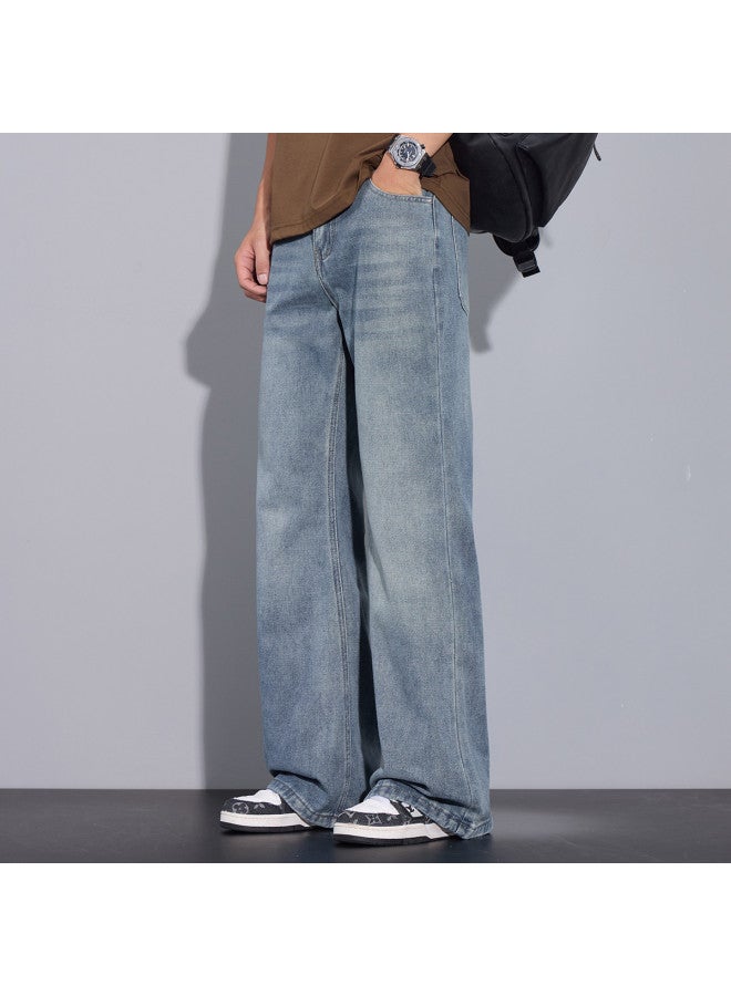 Fapai Loose And Comfortable] Summer Men's Denim Pants Fashion Versatile Straight Leg Retro Wide Leg Youth Jeans Men - Image 3
