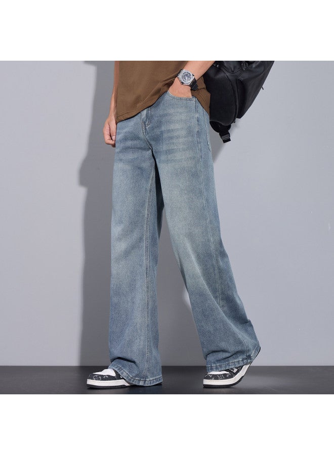 Fapai Loose And Comfortable] Summer Men's Denim Pants Fashion Versatile Straight Leg Retro Wide Leg Youth Jeans Men - Image 4