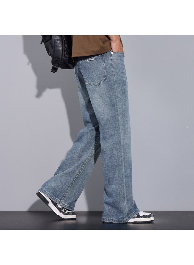 Fapai Loose And Comfortable] Summer Men's Denim Pants Fashion Versatile Straight Leg Retro Wide Leg Youth Jeans Men - Image 2