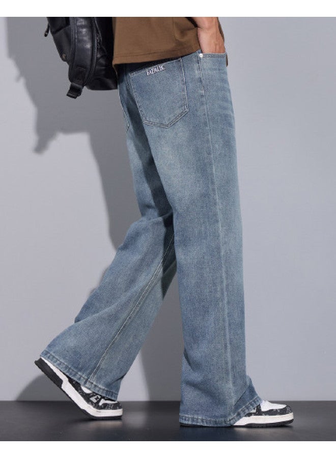 Fapai Loose And Comfortable] Summer Men's Denim Pants Fashion Versatile Straight Leg Retro Wide Leg Youth Jeans Men - Image 1