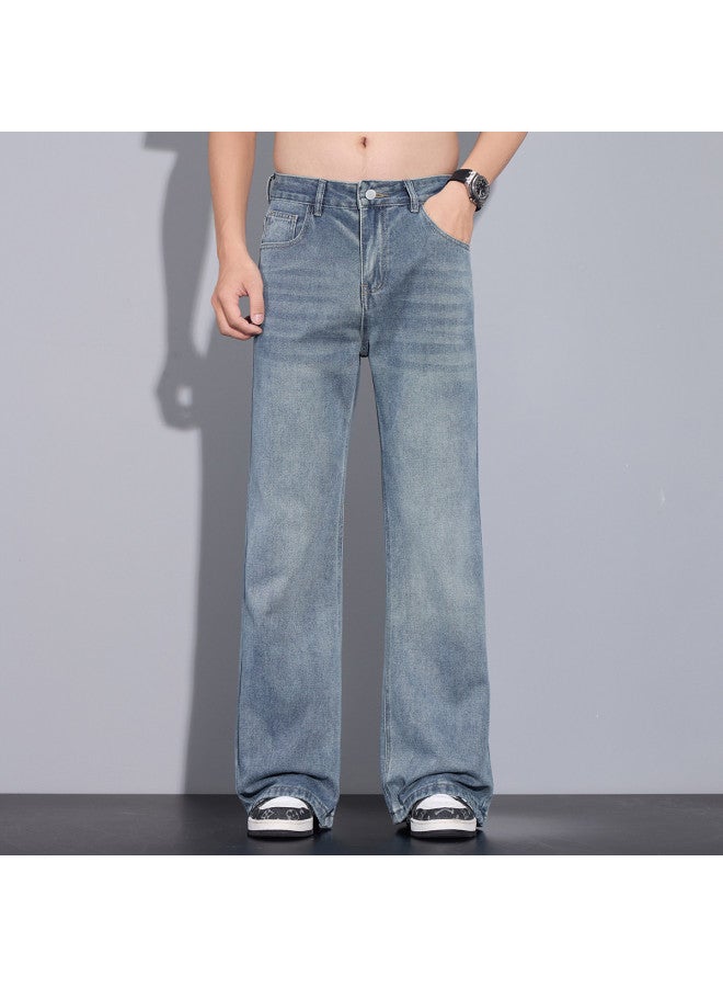 Fapai Loose And Comfortable] Summer Men's Denim Pants Fashion Versatile Straight Leg Retro Wide Leg Youth Jeans Men - Image 5