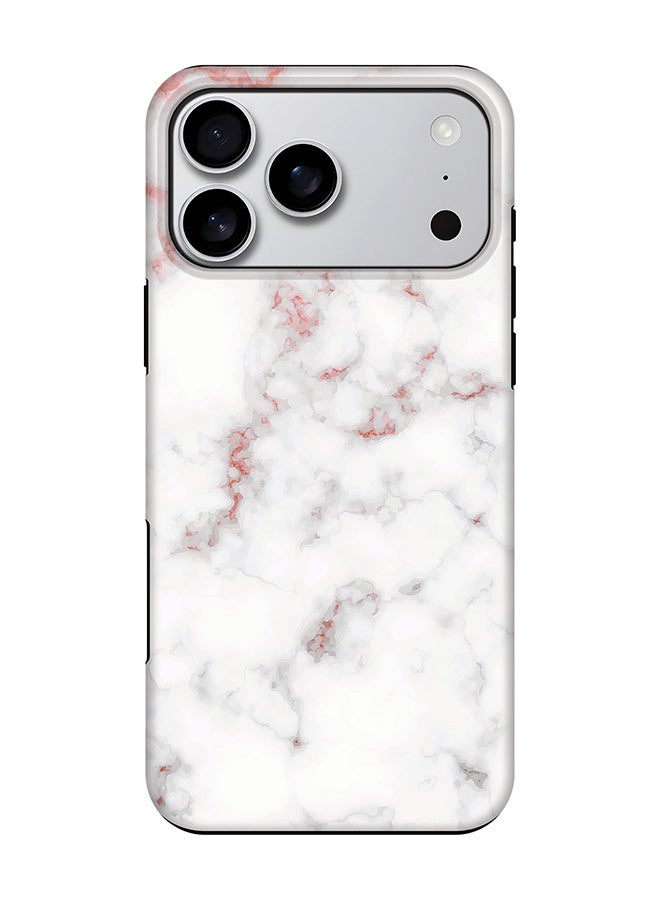 Stylizedd Tough Pro Magnetic Case for iPhone 17 Pro Max, Dual Layer hybrid PC + TPU Mobile Cover Matte - Marble Print Rose Grey