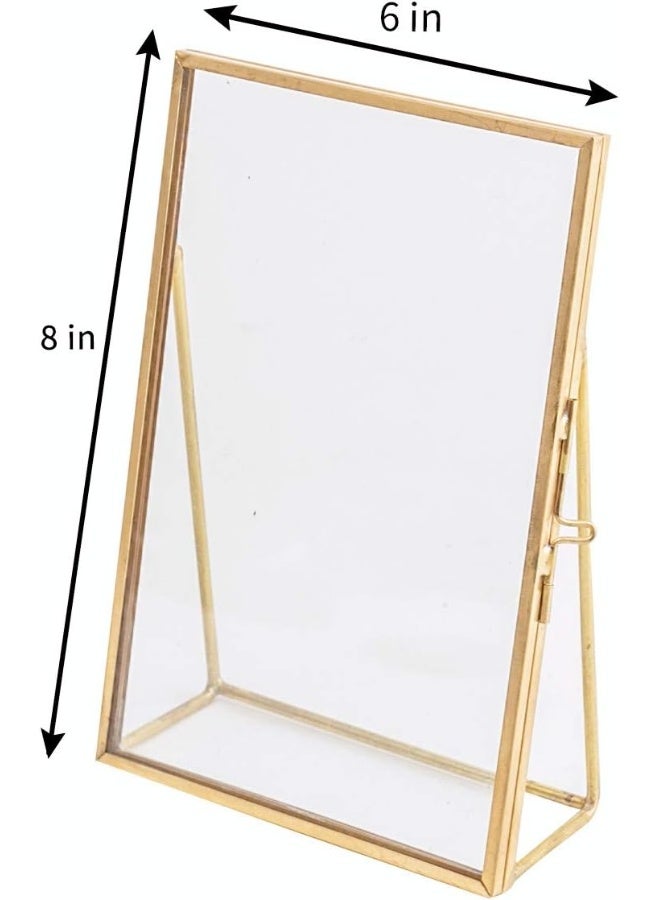 Levilan 6x8 Gold Photo Frame Vintage Style Antique Gold Standing Picture Frames with Pressed Glass Brass 6 x 8 - Image 3
